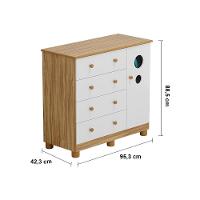 Guarda-Roupa Infantil Peroba Móveis Duda com 3 Portas, 3 Gavetas + Cômoda Duda Plus com 4 Gavetas - 6