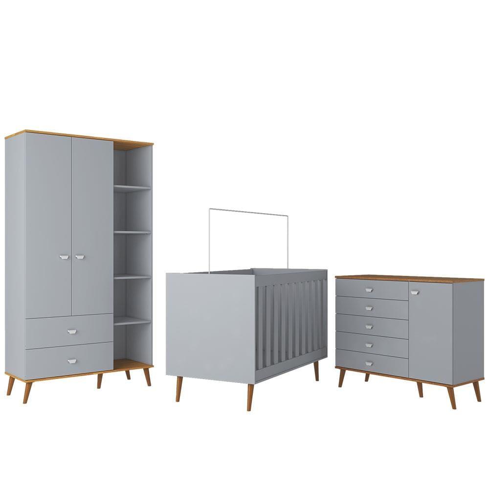Guarda-Roupa Bartira Ternura com 5 Nichos, 2 Portas, 2 Gavetas + Cômoda Ternura com 5 Gavetas e 1 Porta + Berço Móveis Estrela Ternura - 2