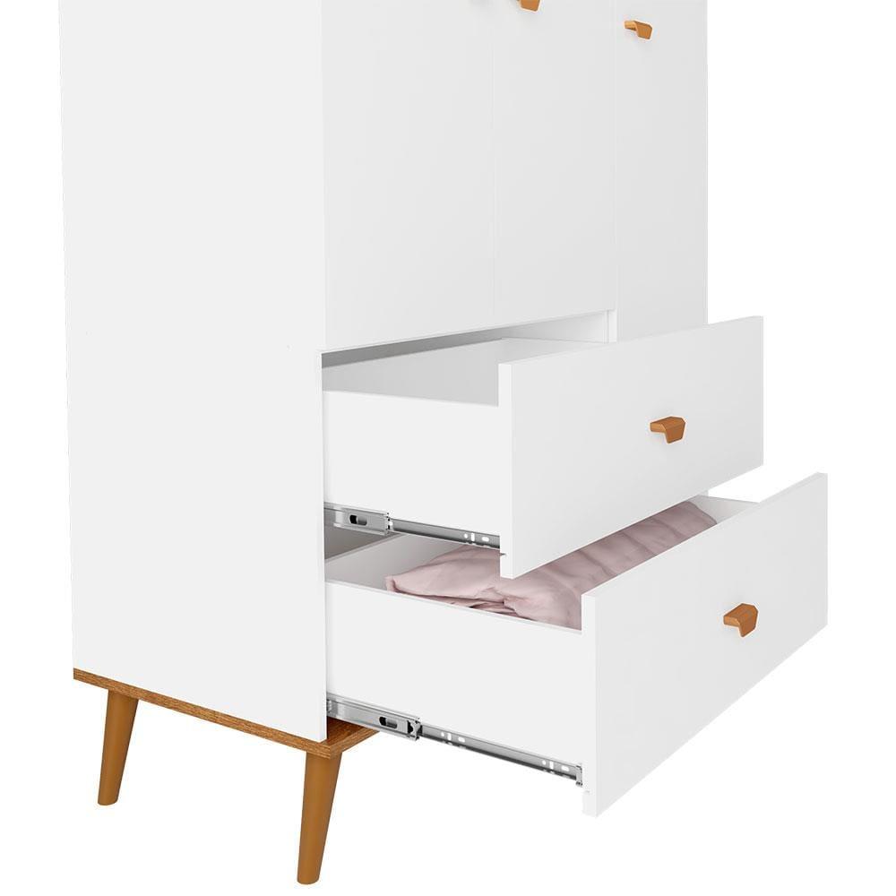 Guarda-Roupa Bartira Ternura com 3 Portas, 2 Gavetas + Cômoda Ternura com 5 Gavetas e 1 Porta + Berço Mini Cama Móveis Estrela Ternura - 5