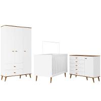 Guarda-Roupa Bartira Ternura com 3 Portas, 2 Gavetas + Cômoda Ternura com 5 Gavetas e 1 Porta + Berço Mini Cama Móveis Estrela Ternura - 2