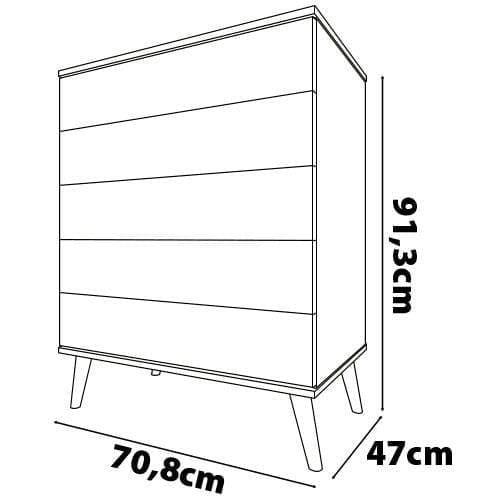 Guarda-Roupa Bartira Ternura com 3 Portas, 2 Gavetas + Cômoda Bartira Ternura com 5 Gavetas - 6