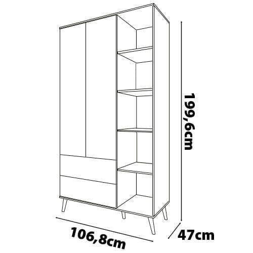 Guarda-Roupa Bartira Ternura com 5 Nichos, 2 Portas, 2 Gavetas + Cômoda Bartira Ternura com 5 Gavetas e 1 Porta - 6