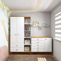Guarda-Roupa Bartira Ternura com 5 Nichos, 2 Portas, 2 Gavetas + Cômoda Bartira Ternura com 5 Gavetas e 1 Porta - 1