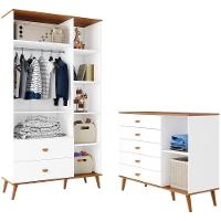 Guarda-Roupa Bartira Ternura com 5 Nichos, 2 Portas, 2 Gavetas + Cômoda Bartira Ternura com 5 Gavetas e 1 Porta - 3