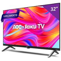 Smart TV 32" HD AOC 32S5045/78G com Roku TV, Comando de Voz, HDMI, USB Wi-Fi e Conversor Digital