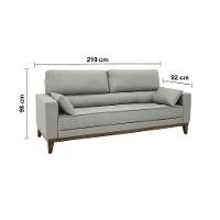 Sofá 4 Lugares Linoforte Blazer com Revestimento em Linho e 2 Almofadas Decorativas 210 cm de Largura - 4