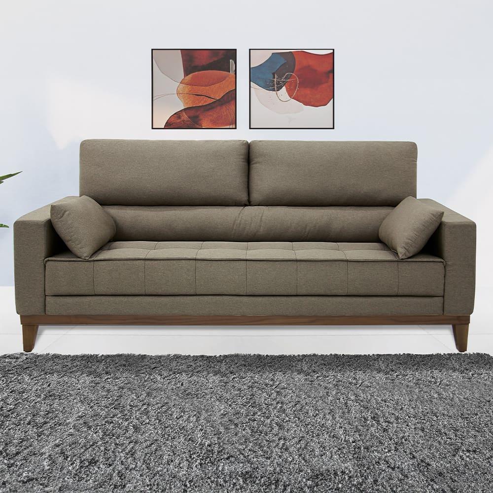 Sofá 4 Lugares Linoforte Blazer com Revestimento em Linho e 2 Almofadas Decorativas 210 cm de Largura - 1