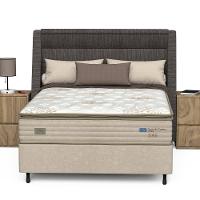 Cama Box Casal Probel Guarda Costas Vitality Revestida em Tecido Suede + Colchão com Pillow Super e Molas Ensacadas 30x138x188 cm – Branca e Marfim - 5