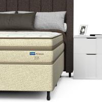 Cama Box Casal Probel Arezzo Revestido em Tecido Jacquard + Colchão com Pillow Euro e Molas Ensacadas Individualmente 26x138x188cm - Bege e Branca - 6