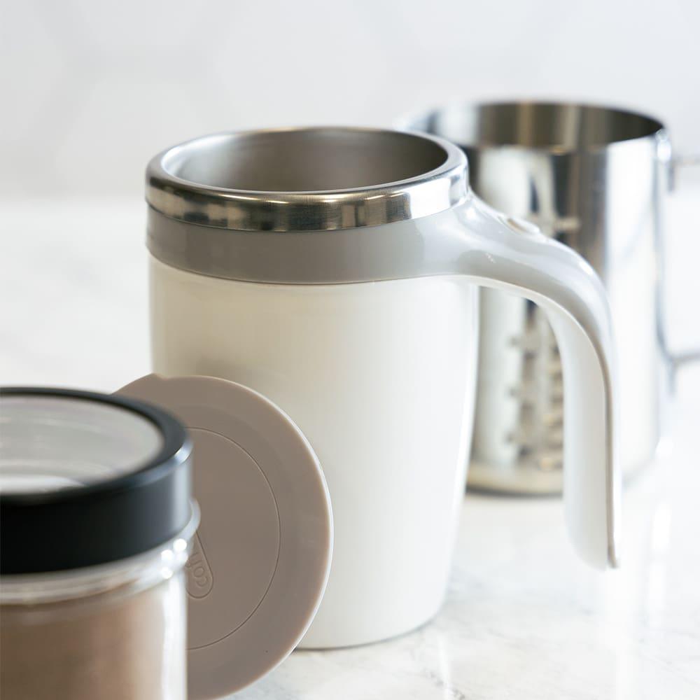 Caneca Mixer Lyor em Aço Inox com Tampa 440ml - Branca - 1