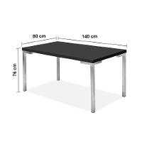 Mesa de Jantar Tubular Aço Nobre Retangular Cromada - Preta - 3