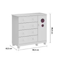 Guarda-Roupa Infantil Peroba Duda Plus, 86 cm de Largura + Cômoda com 1 Porta, 4 Gavetas, 1 Prateleira, 95,3 cm de Largura + Berço Americano - 6