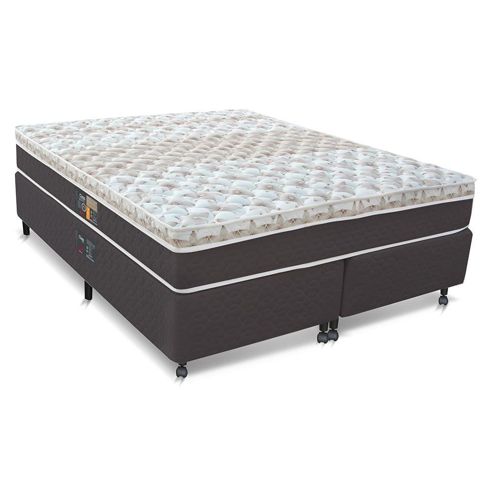 Cama Box King Size Castor Sleep Class Hibrido com Mola Ensacada 64x193x203cm – Branco/Cinza - 1