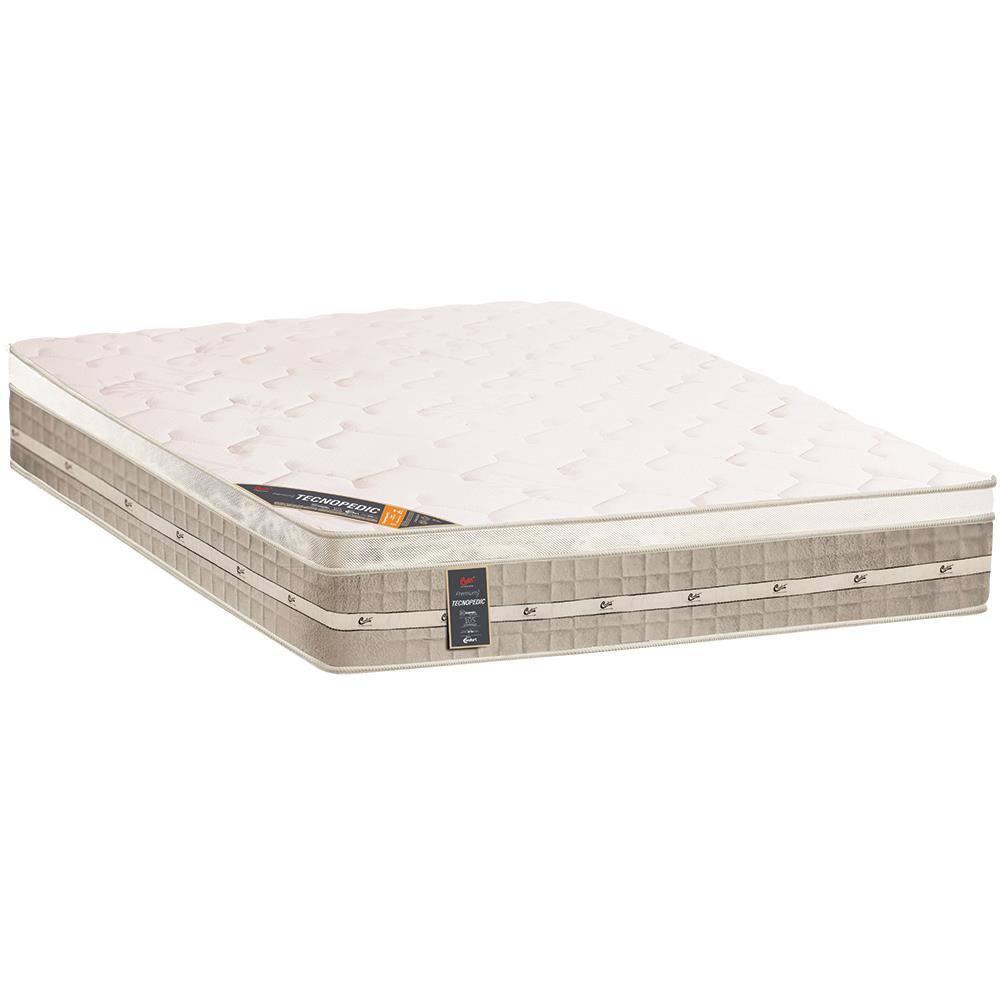 Cama Box Queen Size Castor Premium com Euro Pillow e Mola Tecnopedic 69x158x198cm – Branco/Bege - 2