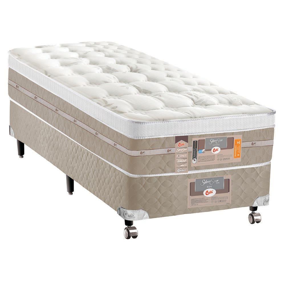 Cama Box Viúva Castor Silver Star Air com Molas Ensacadas 71x120x203cm – Branco/Bege - 1