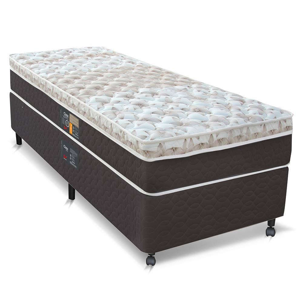 Cama Box Solteiro Castor Sleep Classic Hibrido com Molas Ensacadas 64x88x188cm – Branco/Cinza - 1