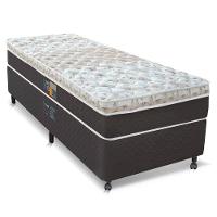 Cama Box Solteiro Castor Sleep Classic Hibrido com Molas Ensacadas 64x88x188cm – Branco/Cinza - 1