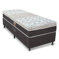 Cama Box Solteirão Castor Sleep Class Hibrido com Mola Ensacada 64x96x203cm – Branco, Cinza e Marrom - 1