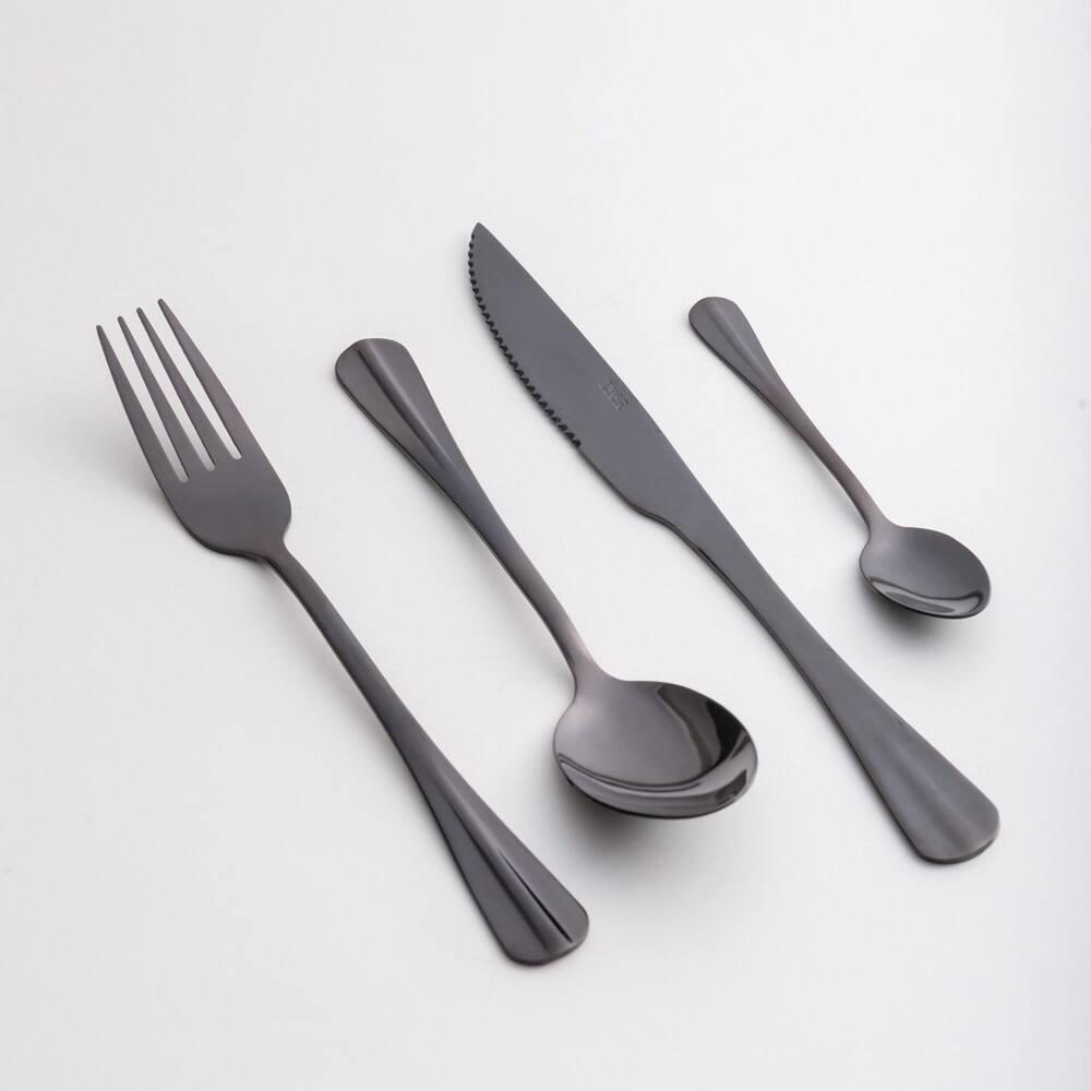 Faqueiro 24 Peças Lyor em Aço Inox Positano - Preto - 2