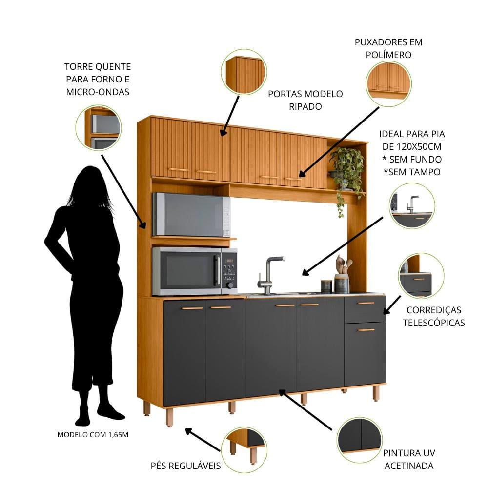 Cozinha Compacta Poliman Liz 9 Portas, 1 Gaveta e 3 Prateleiras - 180cm de largura - 4
