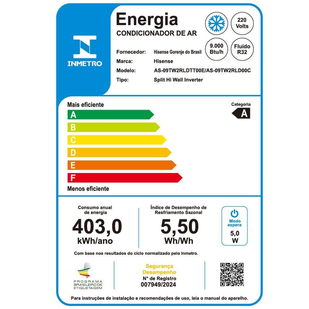Ar-Condicionado Split Inverter Hisense AS-09TW2RLD 9.000 BTUs Frio Wi-Fi 220V Branco - 6