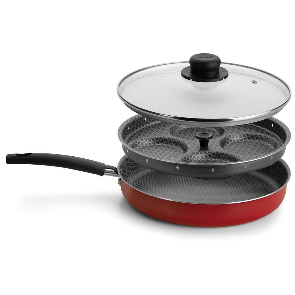 Frigideira para Ovos Poché Multiflon Antiaderente Ultra 7 Vermelha - 27 cm - 2