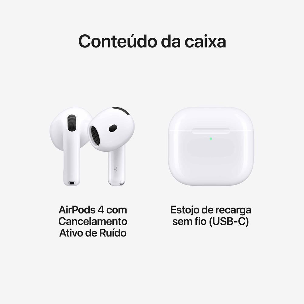 Apple AirPods 4 com Cancelamento Ativo de Ruído - Branco - 9