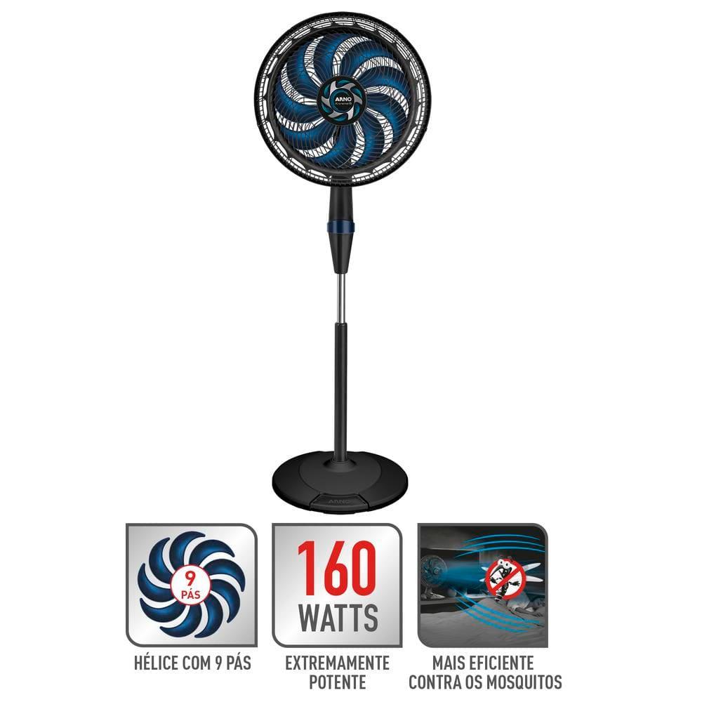 Ventilador de Coluna Arno Force Repel VE9R 40cm com 9 pás, 3 velocidades e 160W – Preto / Azul - 2