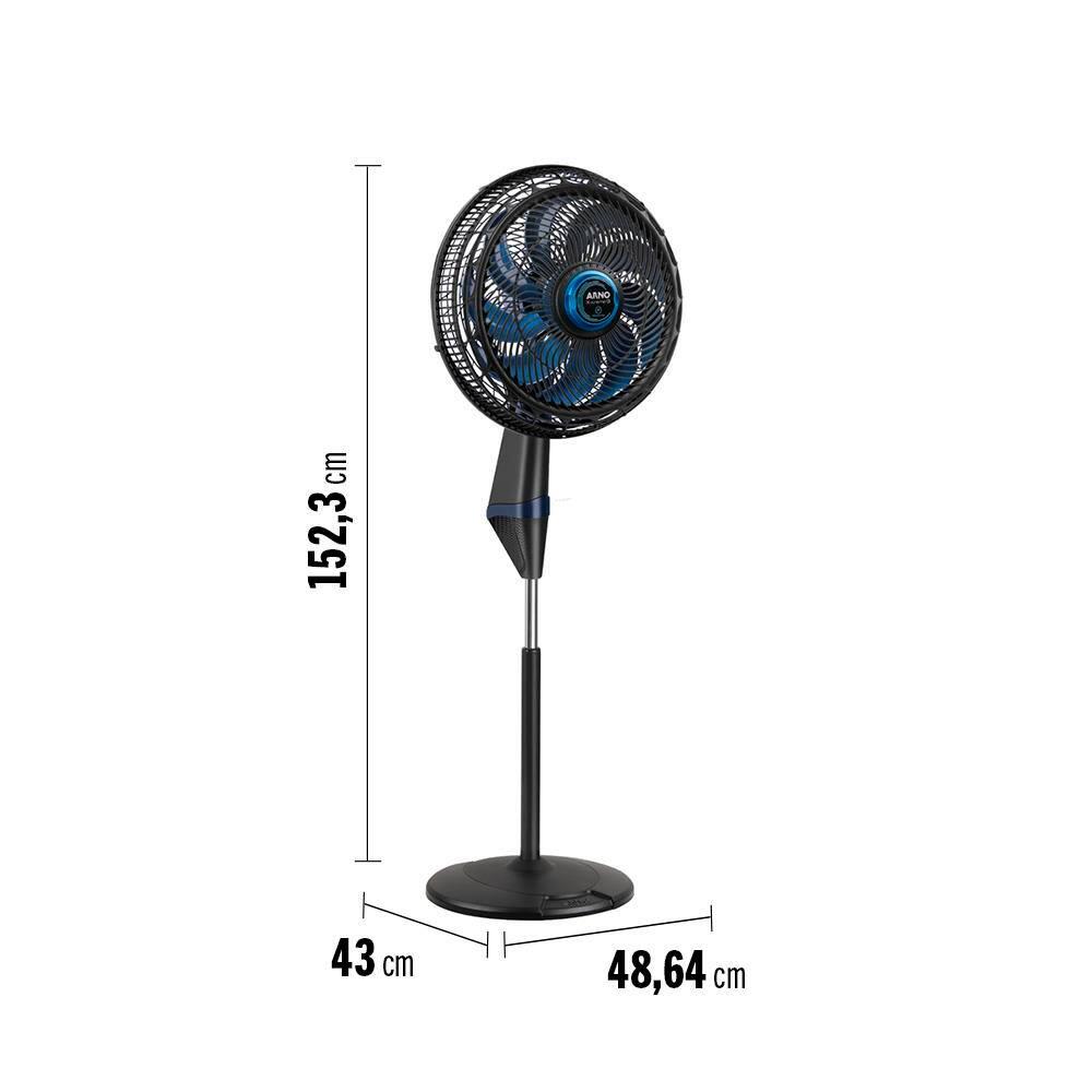 Ventilador de Coluna Arno Force Repel VE9R 40cm com 9 pás, 3 velocidades e 160W – Preto / Azul - 9