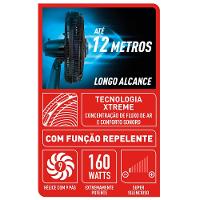 Ventilador de Coluna Arno Force Repel VE9R 40cm com 9 pás, 3 velocidades e 160W – Preto / Azul - 8