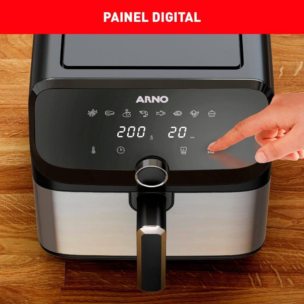 Fritadeira Elétrica Sem Óleo Air Fryer Arno AFD7 7,5L Mega Digital – Inox/Preta - 4