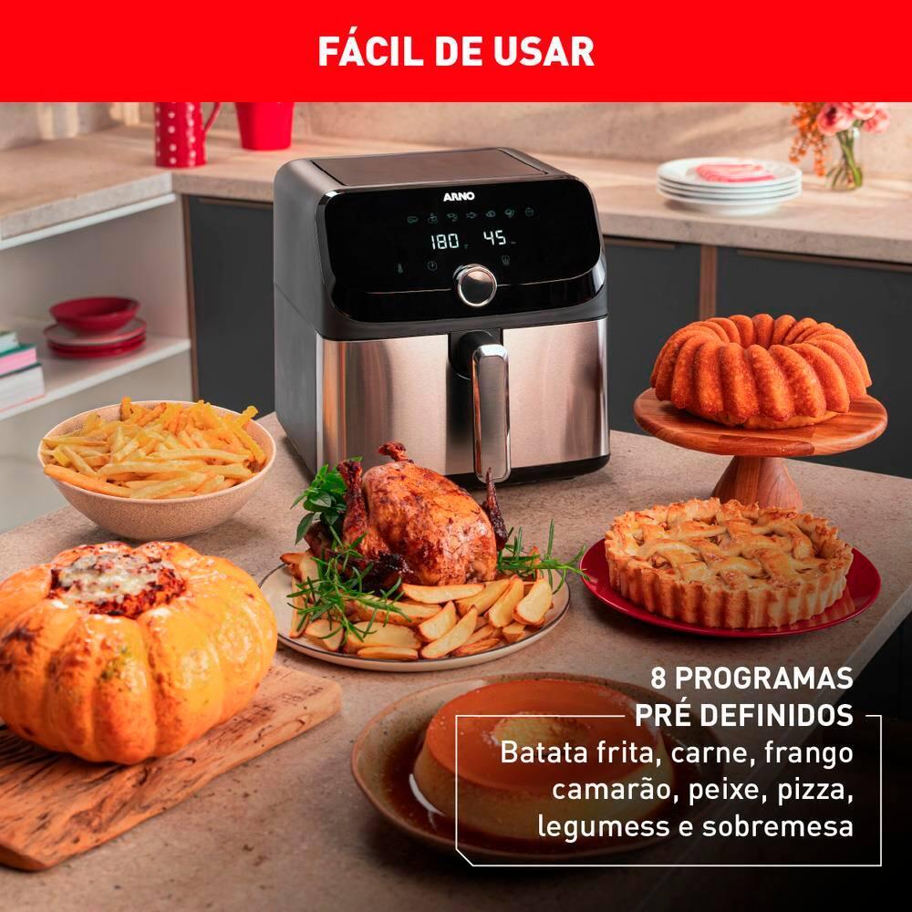 Fritadeira Elétrica Sem Óleo Air Fryer Arno AFD7 7,5L Mega Digital – Inox/Preta - 5