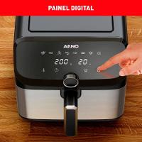 Fritadeira Elétrica Sem Óleo Air Fryer Arno AFD7 7,5L Mega Digital – Inox/Preta