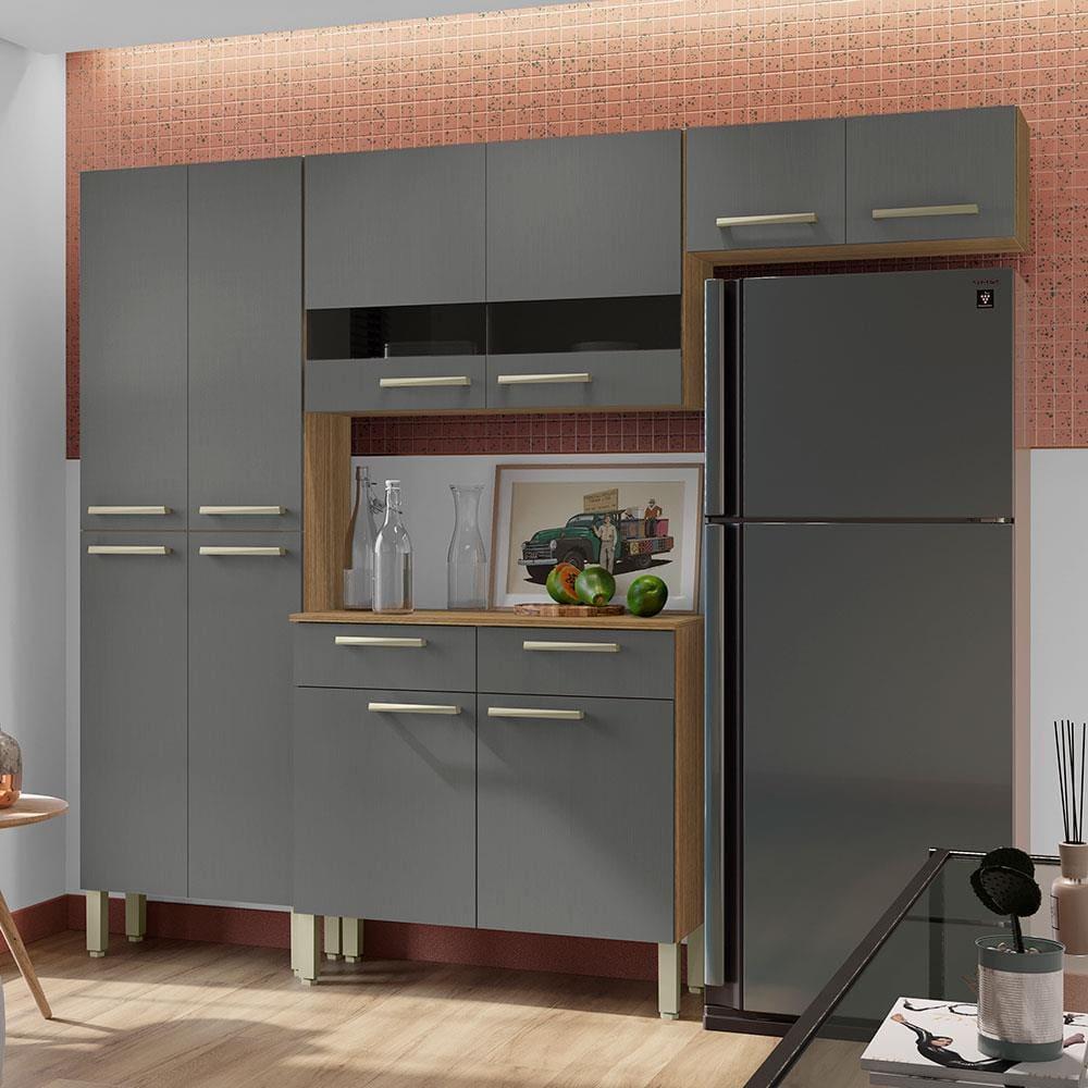 Cozinha Compacta Kit`s Paraná Nala com 10 Portas, 2 Gavetas e 4 Prateleiras - 222cm de largura - 1