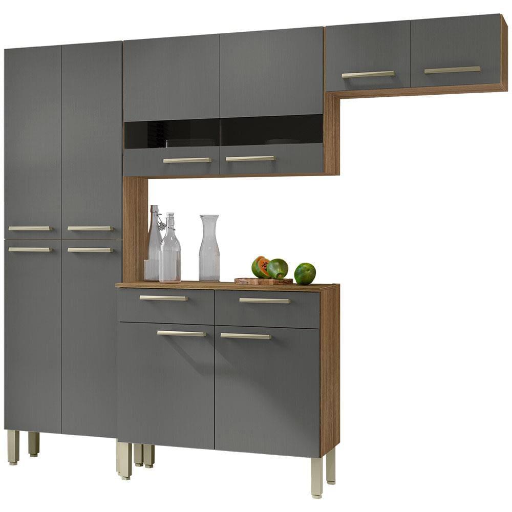Cozinha Compacta Kit`s Paraná Nala com 10 Portas, 2 Gavetas e 4 Prateleiras - 222cm de largura - 2