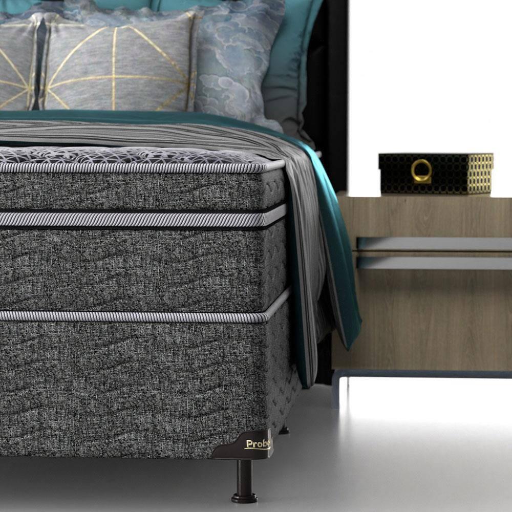 Cama Box King Size Probel Village D28 com Molas Ensacadas e Pillow Euro 68x193x203cm - Branco/Preto - 6
