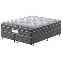Cama Box King Size Probel Village D28 com Molas Ensacadas e Pillow Euro 68x193x203cm - Branco/Preto - 2