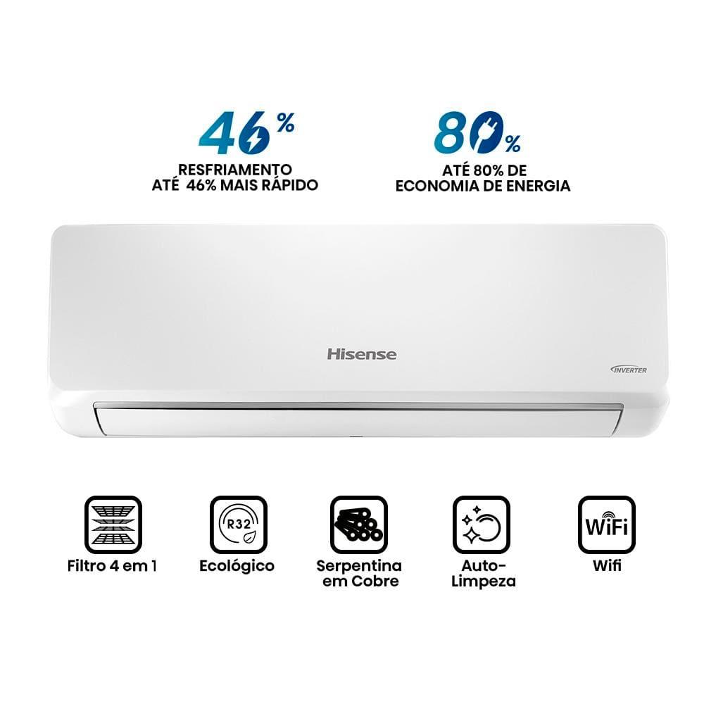 Ar-Condicionado Split Hisense Hi-Wall Inverter 9.000 BTUs Wi-Fi R-32 Frio - 220V - 3