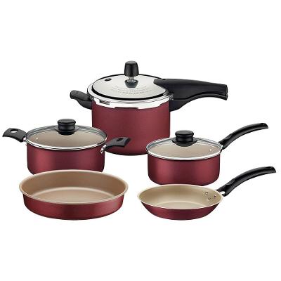 Conjunto de Panelas 5 Peças Tramontina Turim em Alumínio com Revestimento Antiaderente Starflon Max - Vermelho