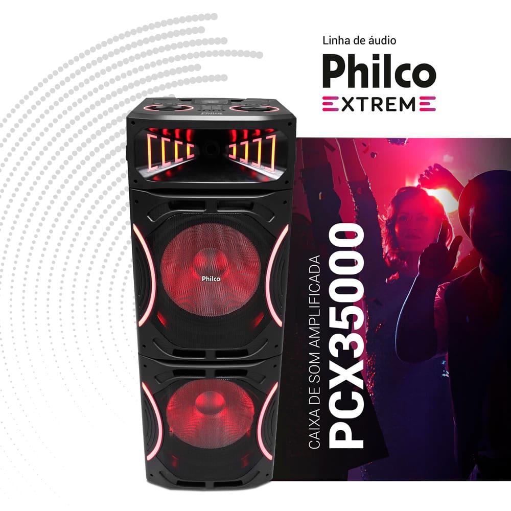 Caixa de Som Amplificada Philco PCX35000 Bluetooth 3500W Rádio FM Função Ex Bass e Flash Light Bivolt - 9
