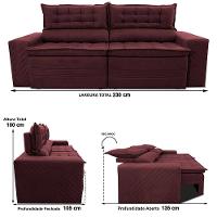 Sofá 4 Lugares Cama inBox Cielo com Assento Retrátil, Encosto Reclinável em Suede Velusoft e 230cm de Largura - 6