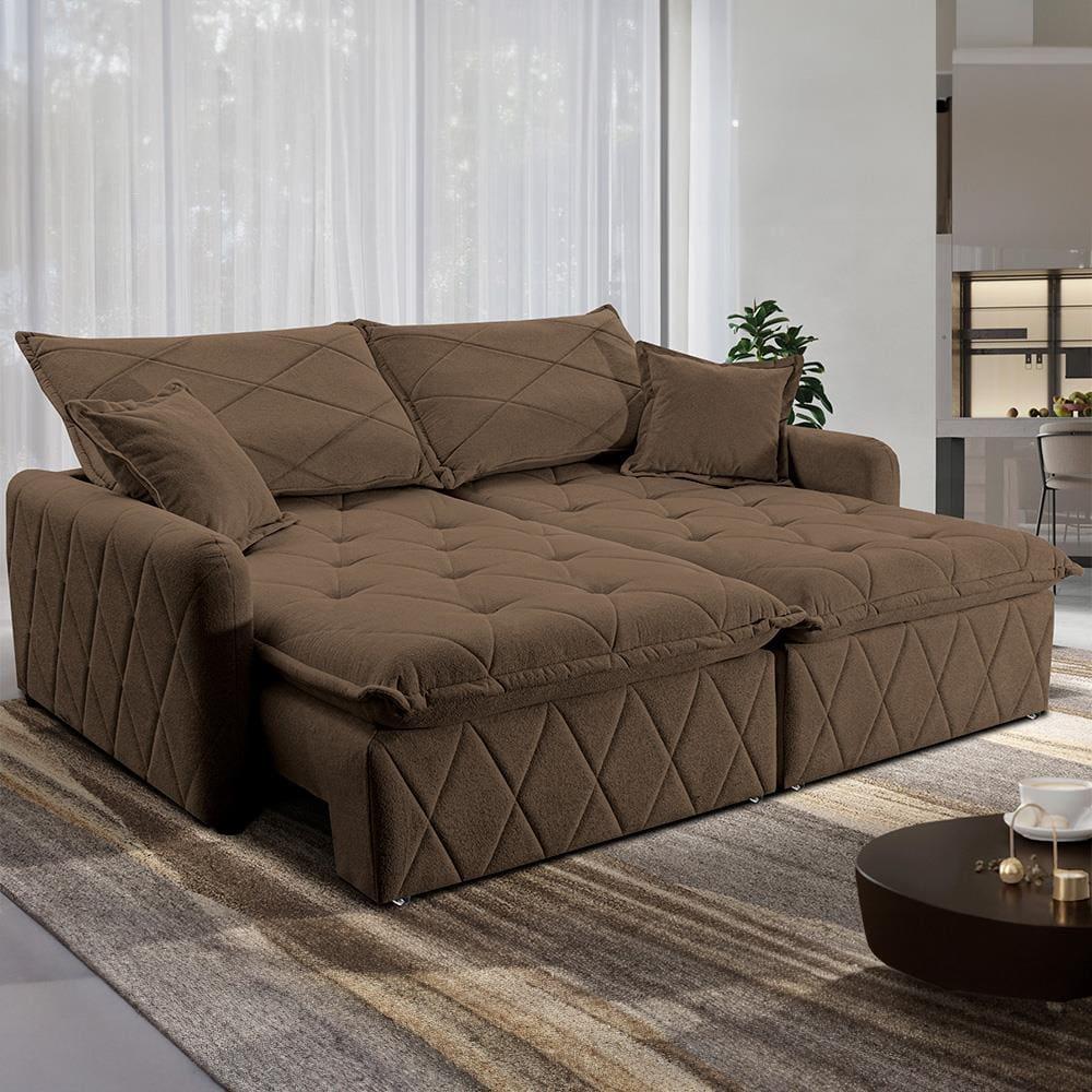 Sofá 3 Lugares Cama inBox Sublime Retrátil e Reclinável Revestido em Bouclé - 180cm de largura - 1