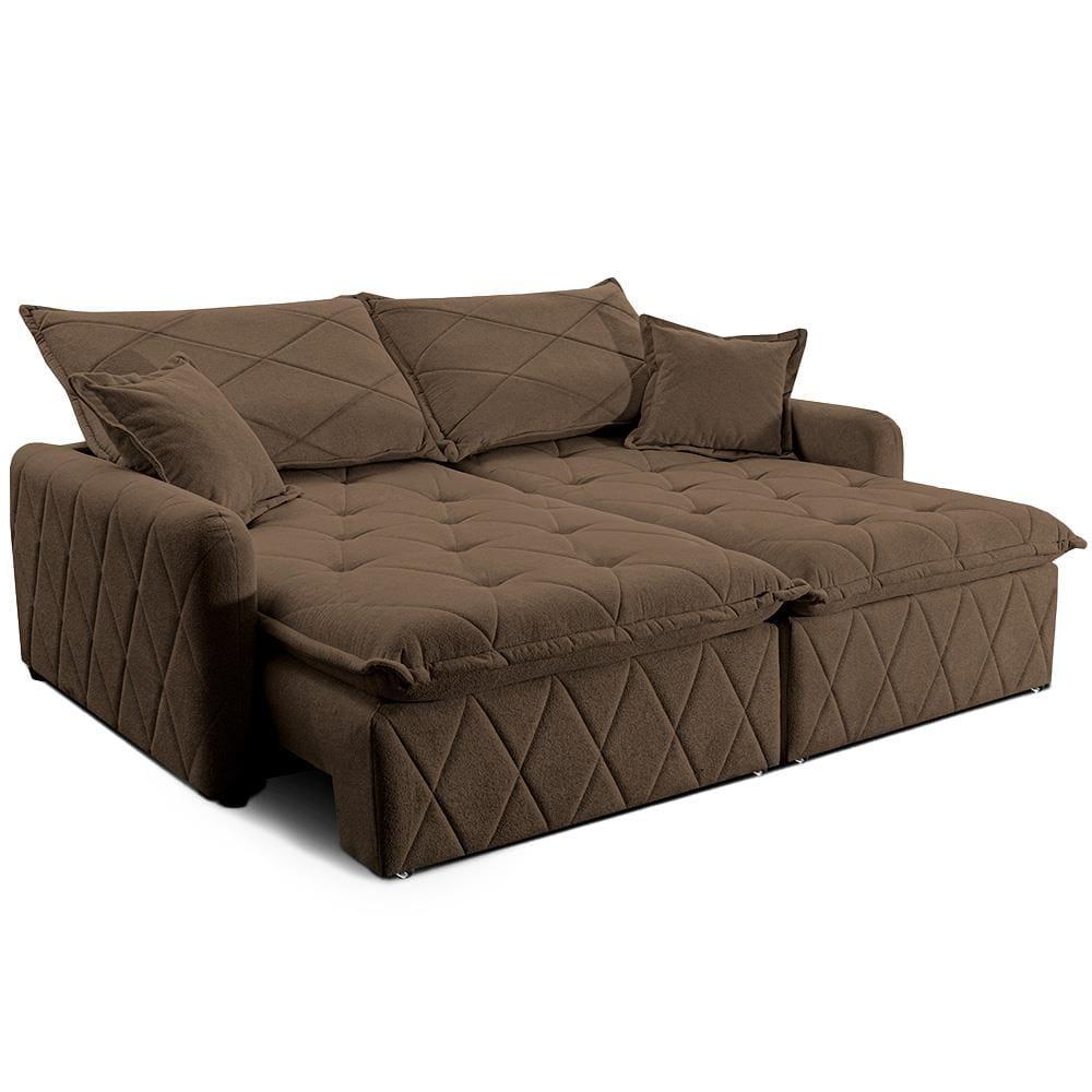 Sofá 3 Lugares Cama inBox Sublime Retrátil e Reclinável Revestido em Bouclé - 180cm de largura - 3