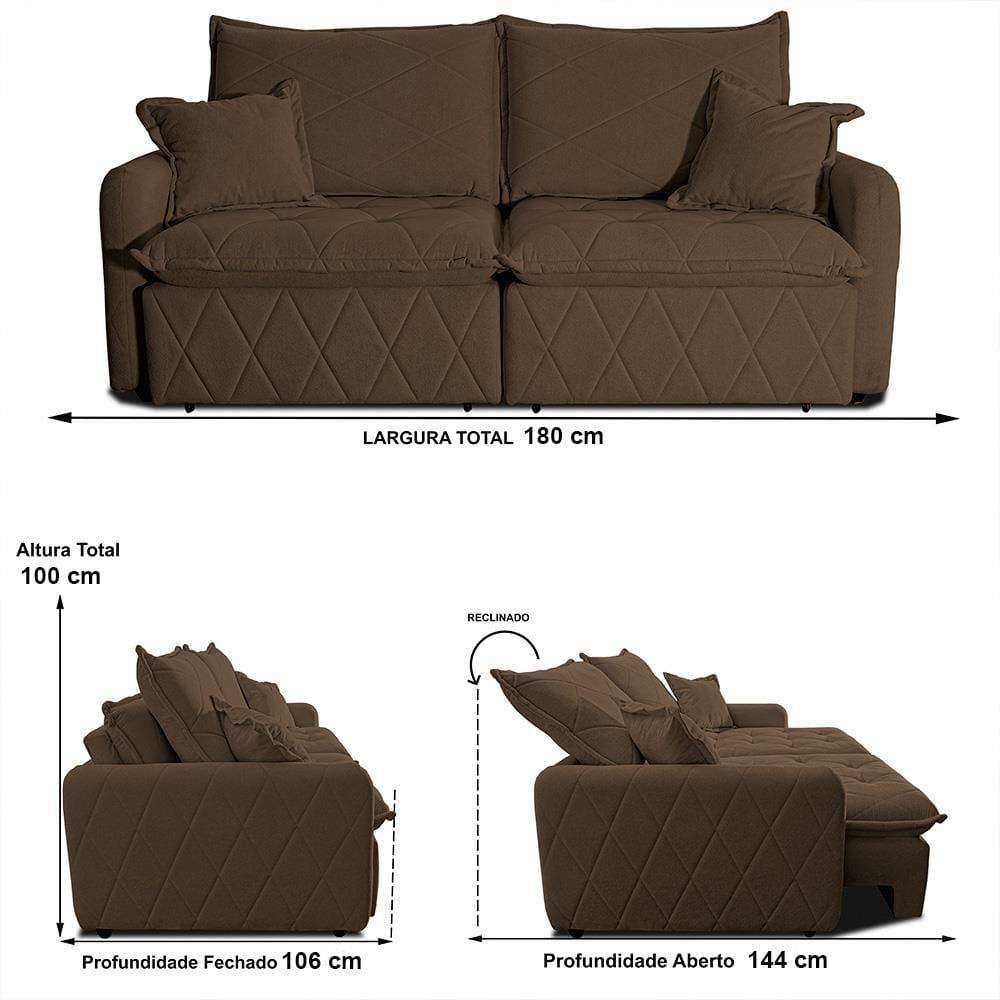 Sofá 3 Lugares Cama inBox Sublime Retrátil e Reclinável Revestido em Bouclé - 180cm de largura - 6
