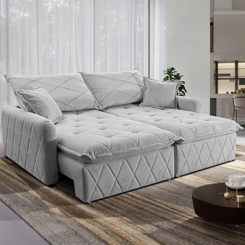 Sofá 3 Lugares Cama inBox Sublime Retrátil e Reclinável Revestido em Bouclé - 180cm de largura - 1