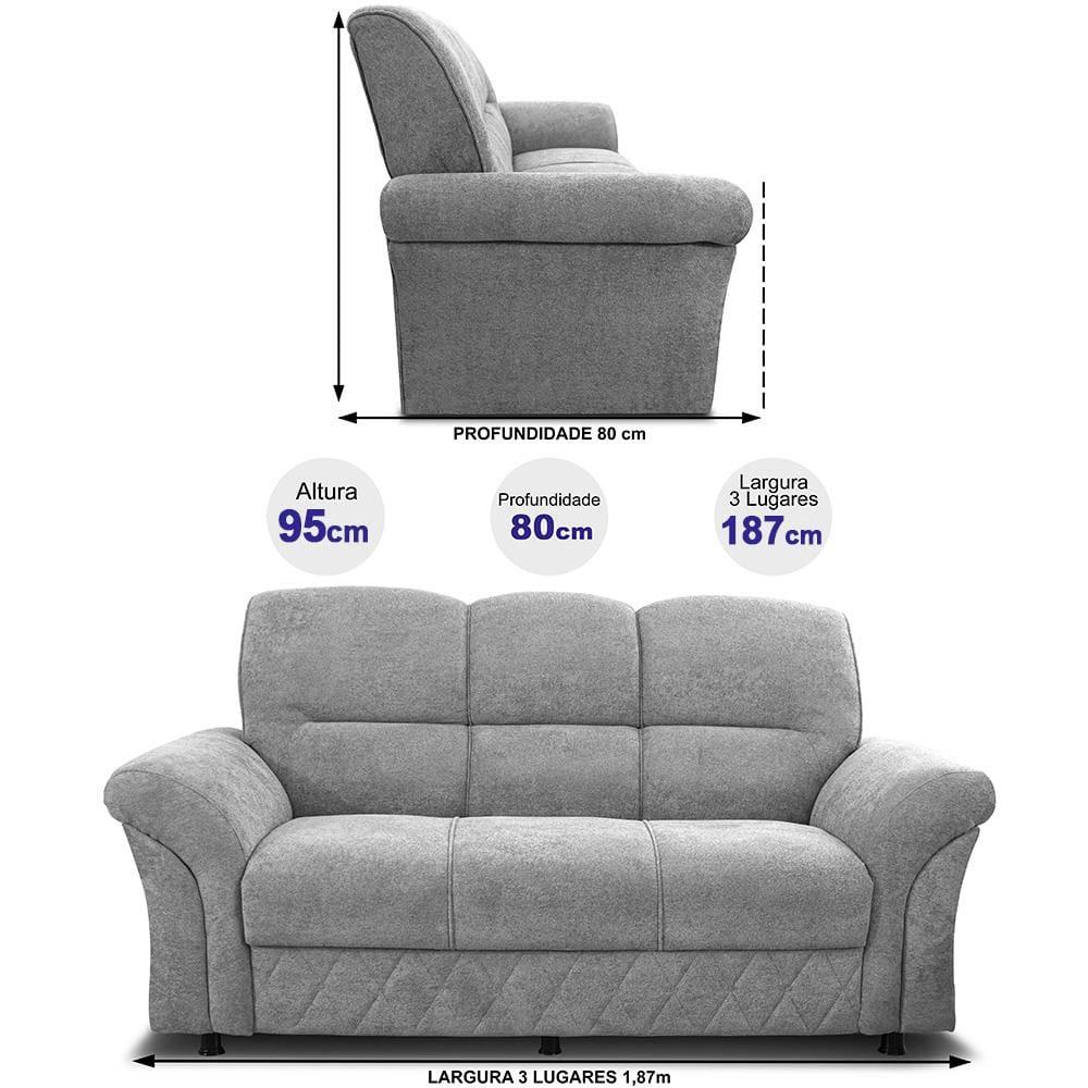 Sofá 3 Lugares Cama inBox Mourato com 187cm de Largura e Revestido em Bouclé - 6