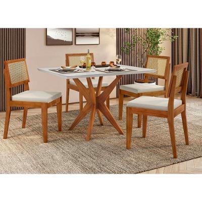 Mesa de Jantar Nesher Rainha com 4 Cadeiras – Off White