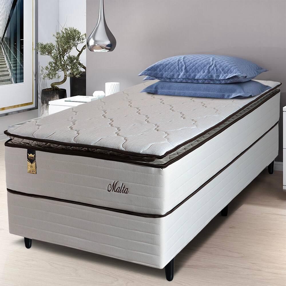 Cama Box Solteiro Hellen Malta Linho com Molas Ensacadas e Espuma D26 66x88x188cm - Bege - 1