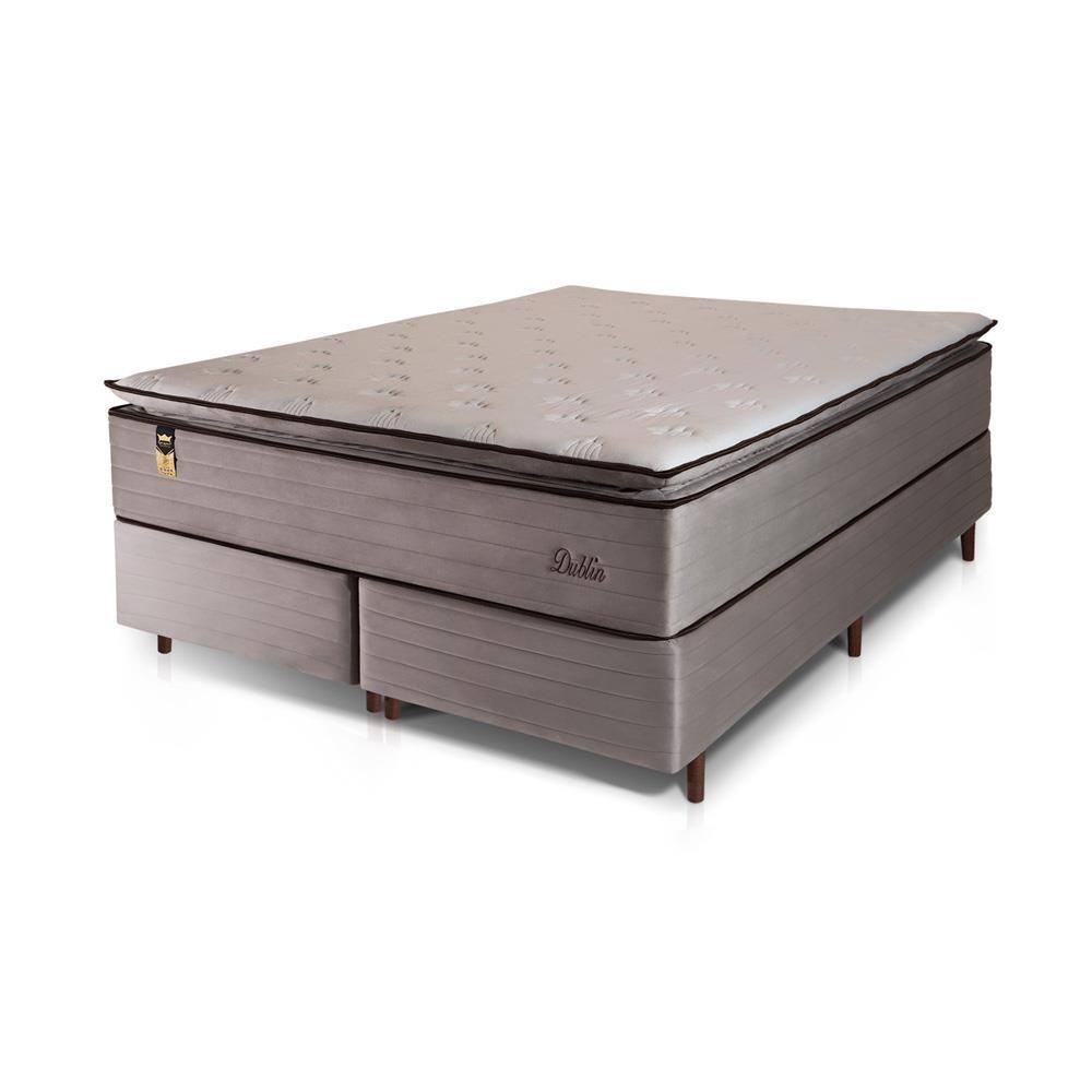 Cama Box Bipartida Queen Size Hellen Dublin com Molas Ensacadas e Espuma D33 73x158x198 cm - Bege - 2