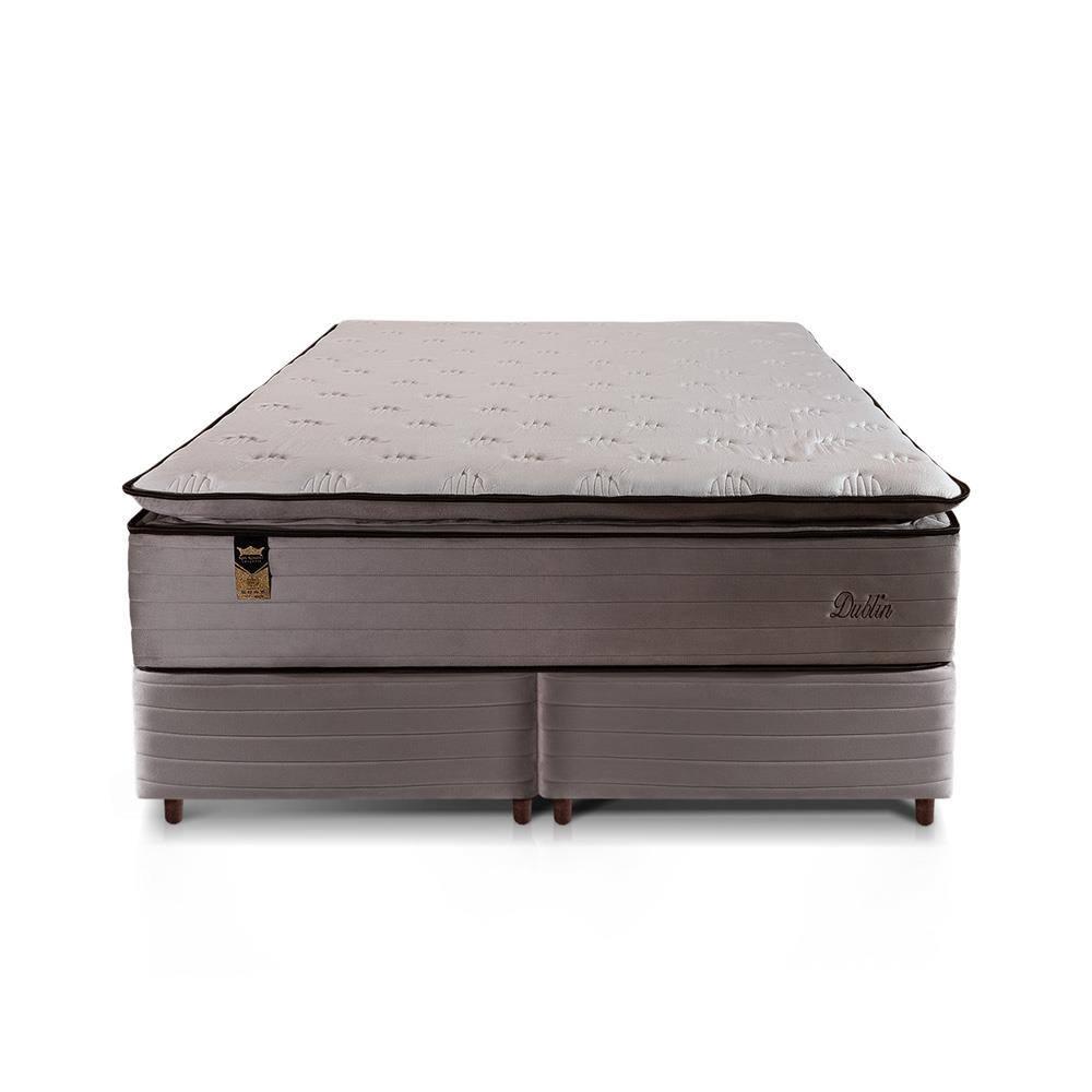 Cama Box Bipartida Queen Size Hellen Dublin com Molas Ensacadas e Espuma D33 73x158x198 cm - Bege - 3